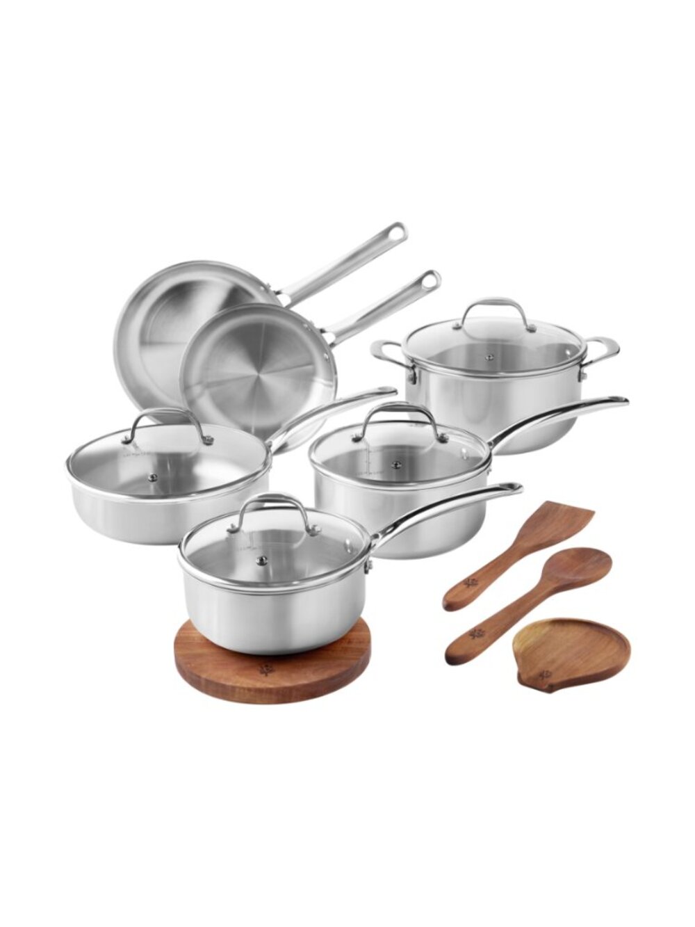 The Pioneer Woman Home Silver Utensils 14Piece Stainless Steel Lids Cookware Set